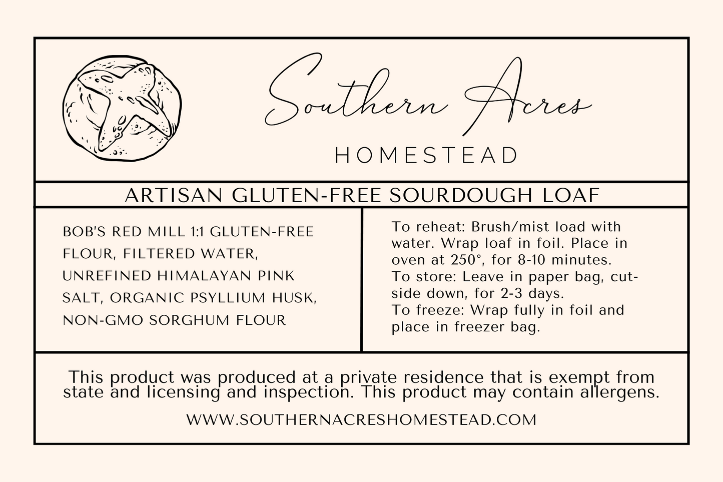 Artisan Gluten-Free Sourdough Loaf (Saint Goose Wine Club Pre-Order)